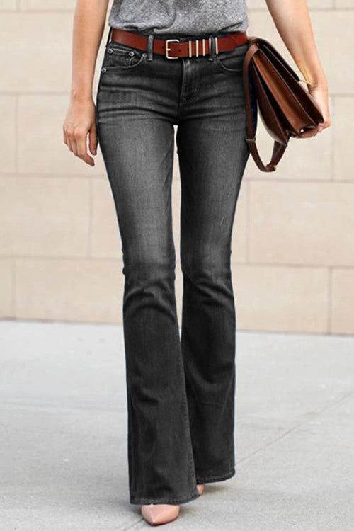 Dam Flare Jeans Trendig Bomull Polyester-3