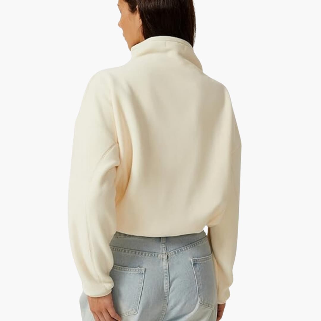 Boxy Vintertröja för Dam med Halv Dragkedja och Känguruficka – Mjuk Värmande Blandning, Avslappnad Passform 4