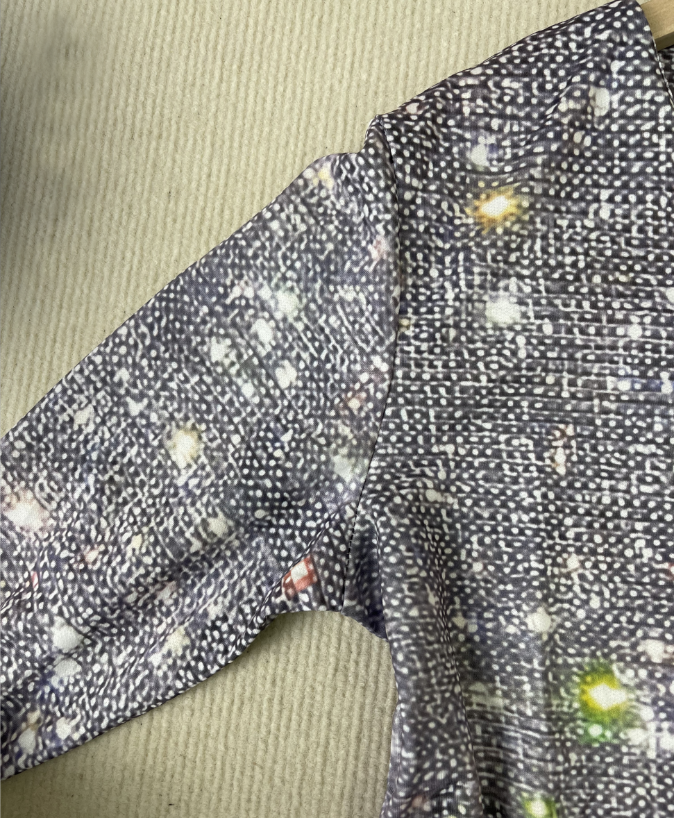 Dam Skjorta V-ringning Långa Ärmar Metallisk Polyester-4