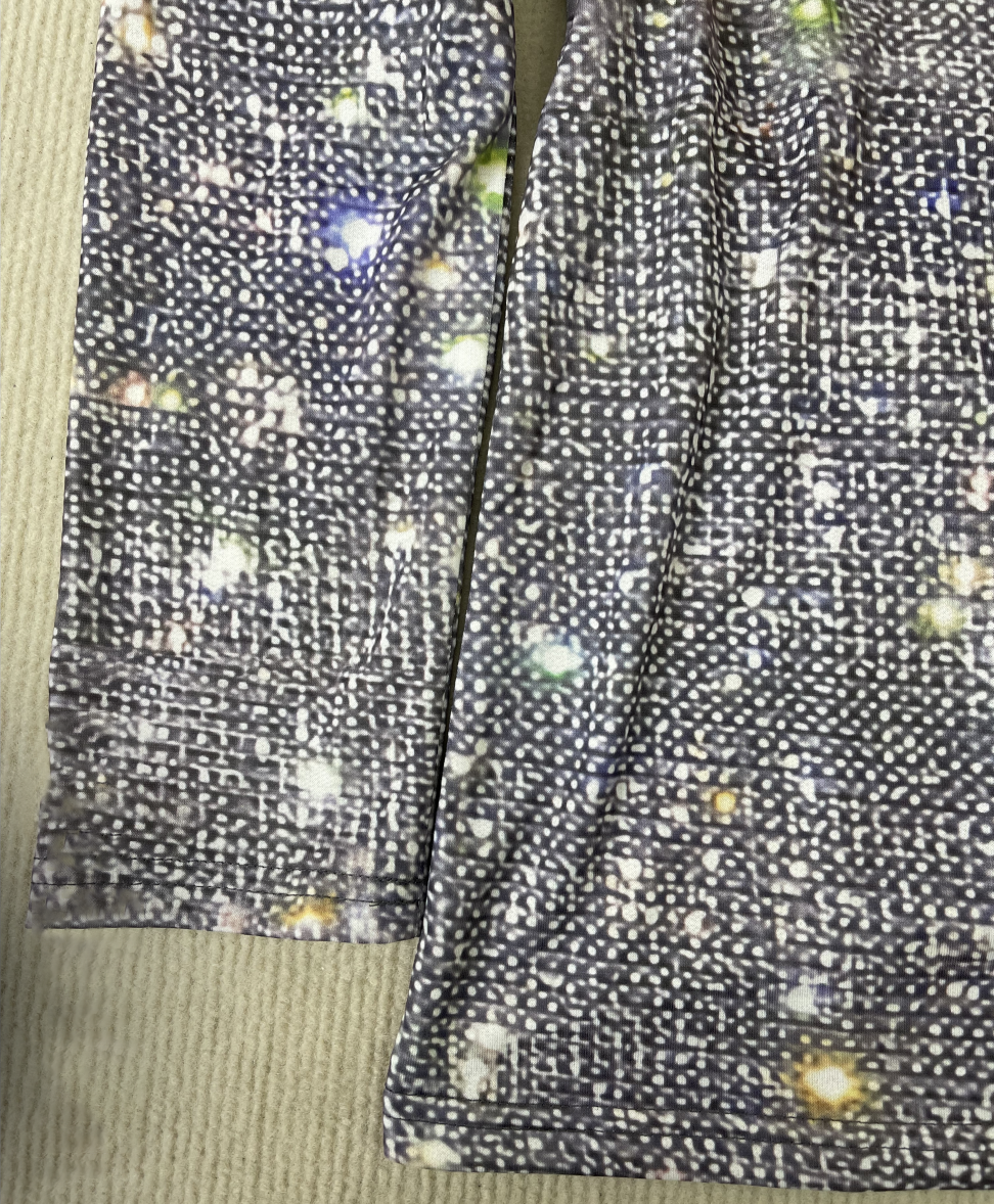 Dam Skjorta V-ringning Långa Ärmar Metallisk Polyester-3