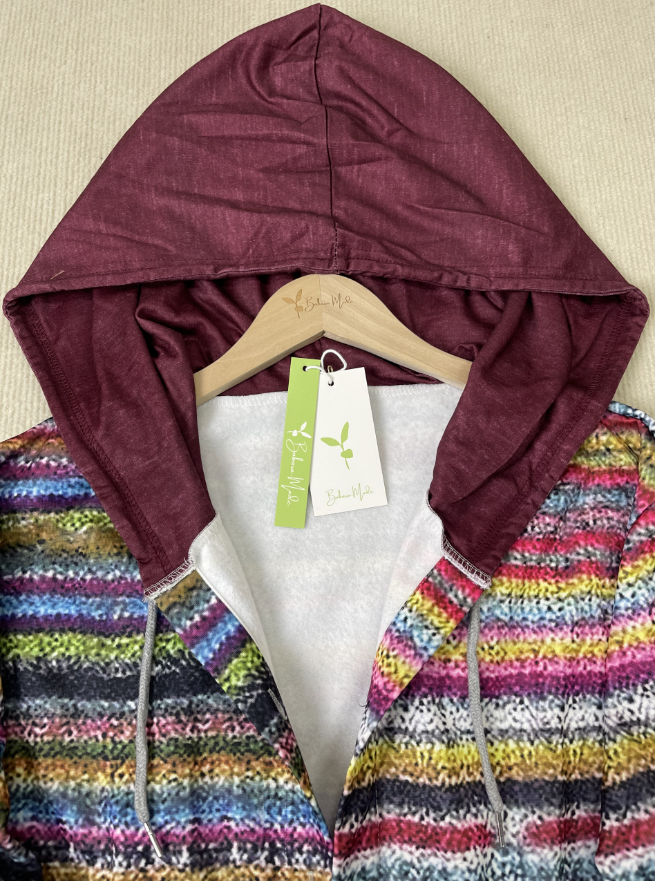 Dam Hoodie Färgglad Design Mjuk Bomull-5
