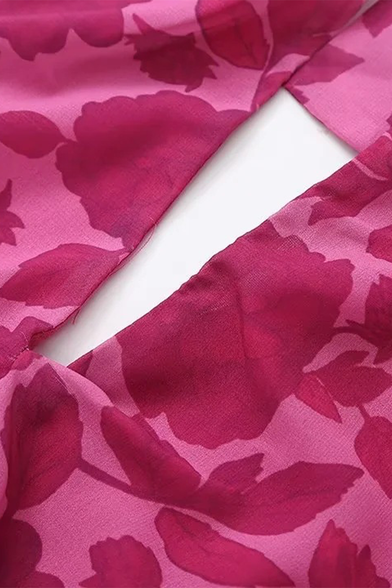 Kvinnors Halterneck Klänning Blommönster Polyester Ryggfri Design-5