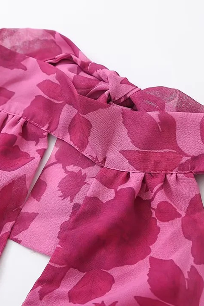 Kvinnors Halterneck Klänning Blommönster Polyester Ryggfri Design-6