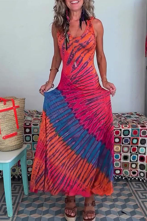 Kvinnors Sommarklänning Bärardesign Batiktryck 100% Bomull-1