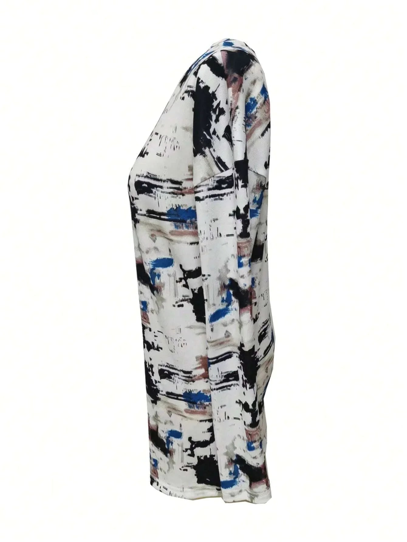 Kvinnors Långärmad T-shirt Asymmetrisk Stickad Tyg 4