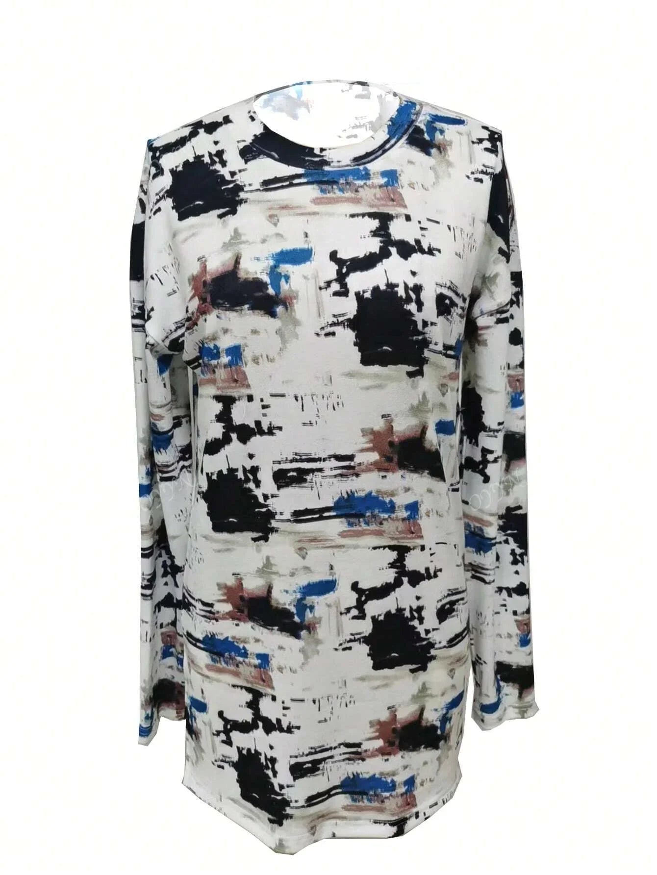 Kvinnors Långärmad T-shirt Asymmetrisk Stickad Tyg 3