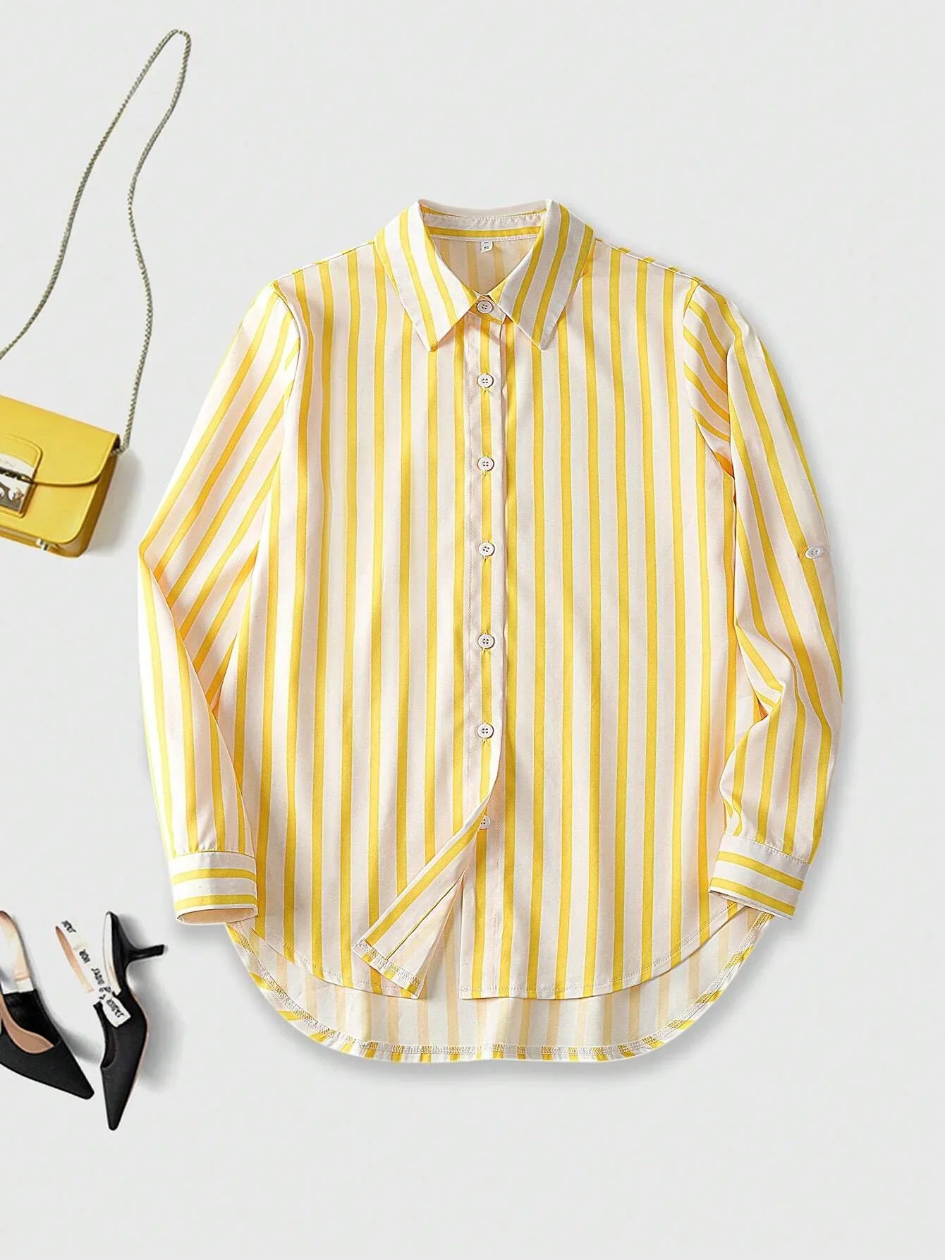 Dam Tröja Långärmad Asymmetrisk Polyester Randig-3