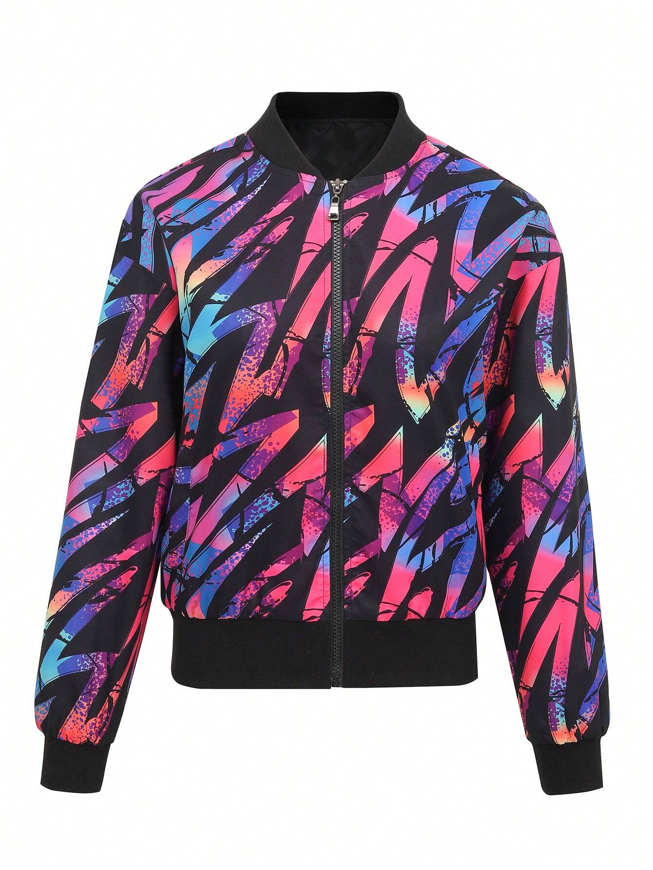 Herrar Bomberjacka Grafiskt Tryck Polyester-4
