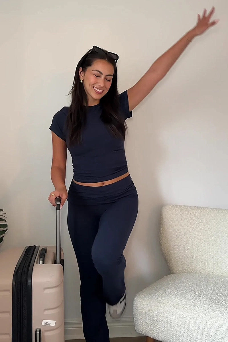 Kvinnors Lounge Set Ribbad Mjuk Andningsbart Tyg-3