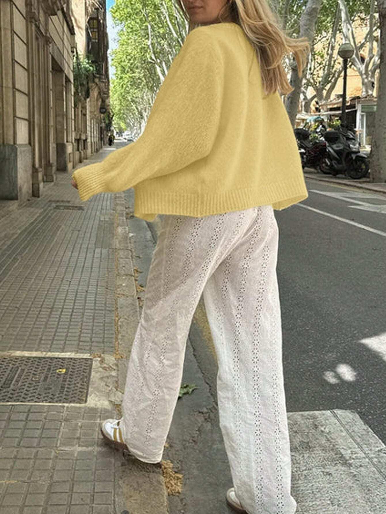 Dam Cardigan Knappstängning 100% Akryl-2