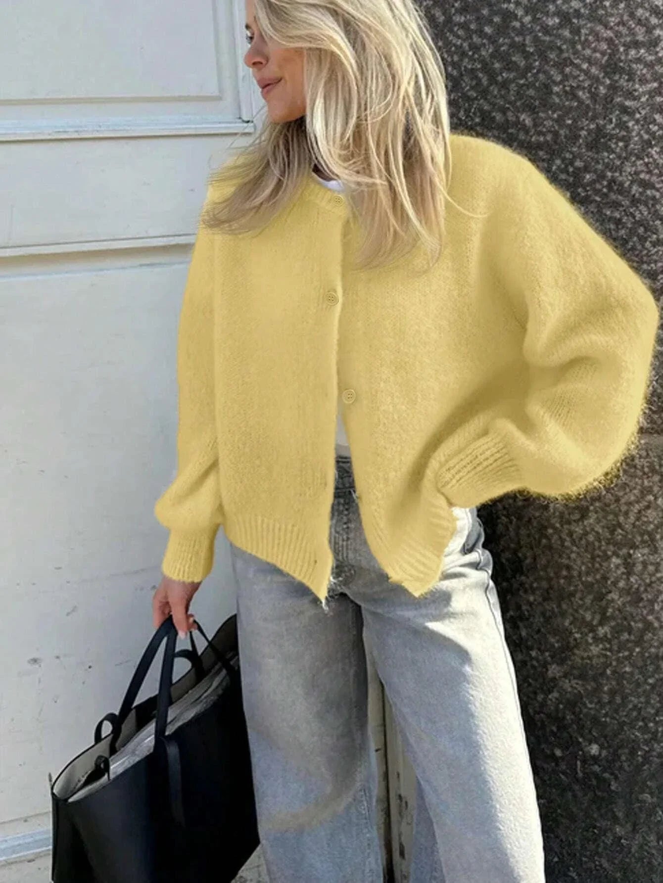 Dam Cardigan Knappstängning 100% Akryl-3