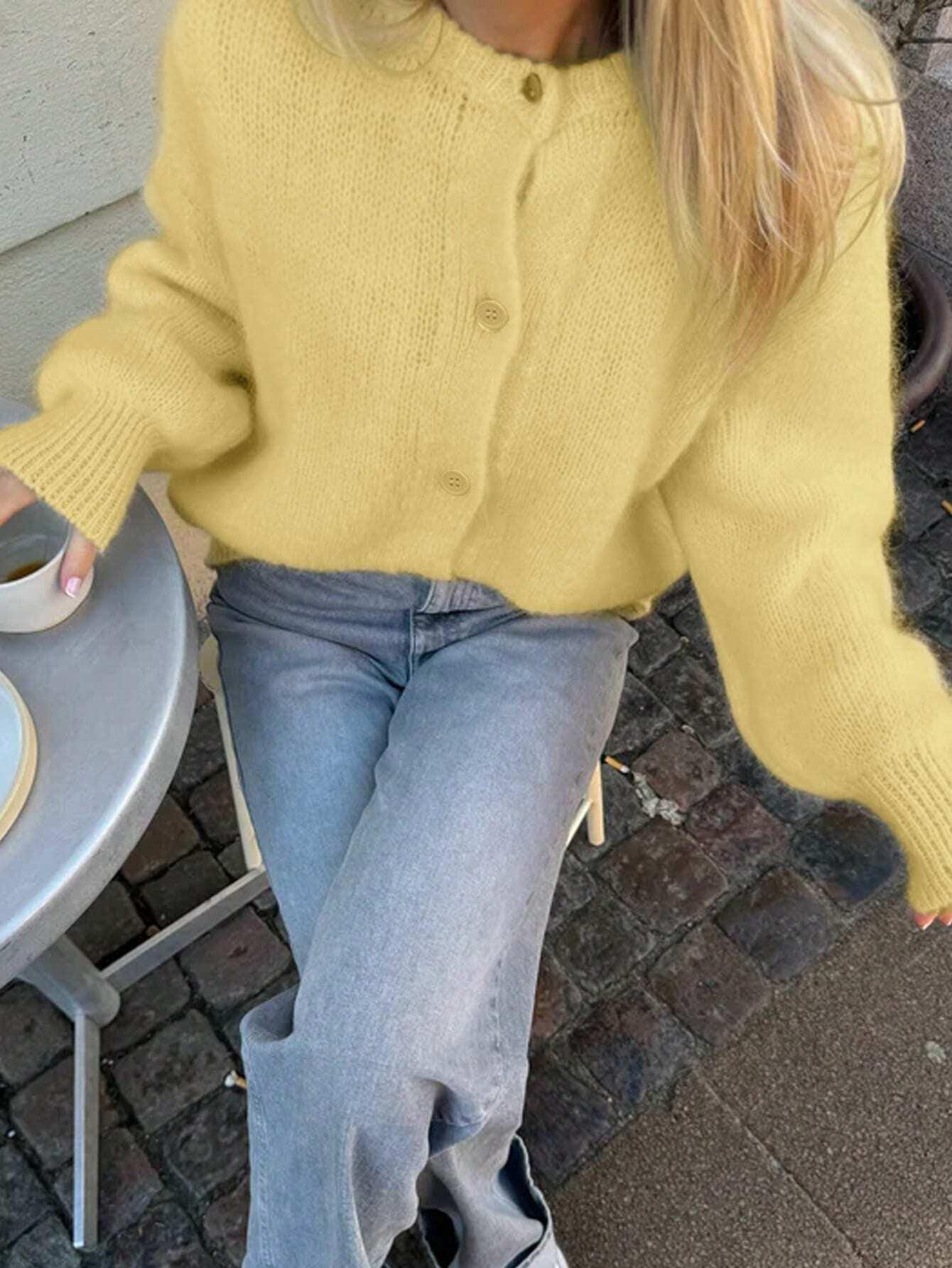 Dam Cardigan Knappstängning 100% Akryl-4