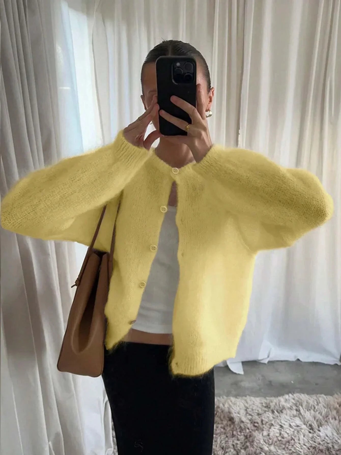 Dam Cardigan Knappstängning 100% Akryl-5