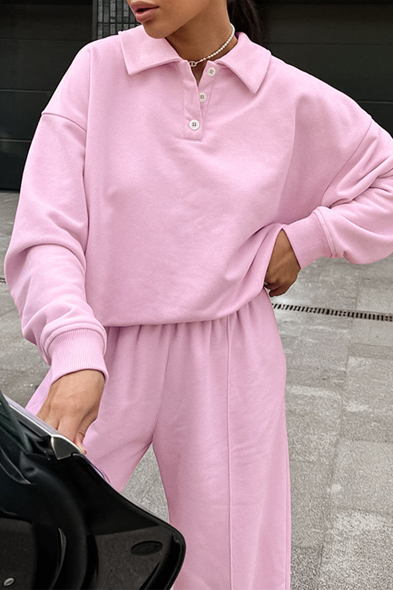 Tvådelat Set Dam Avslappnad Höstlook Mjuk Tygblandning-2