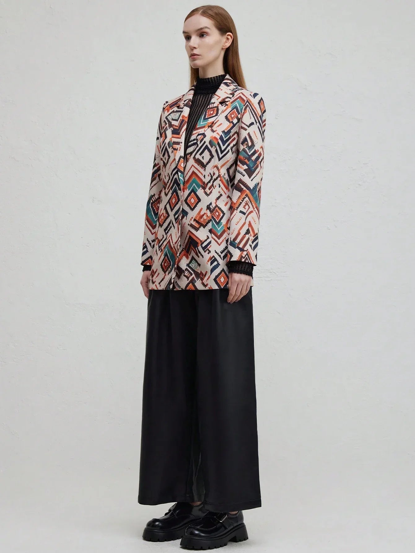 Damkostym Slim Fit Geometrisk Mönster Polyester-5