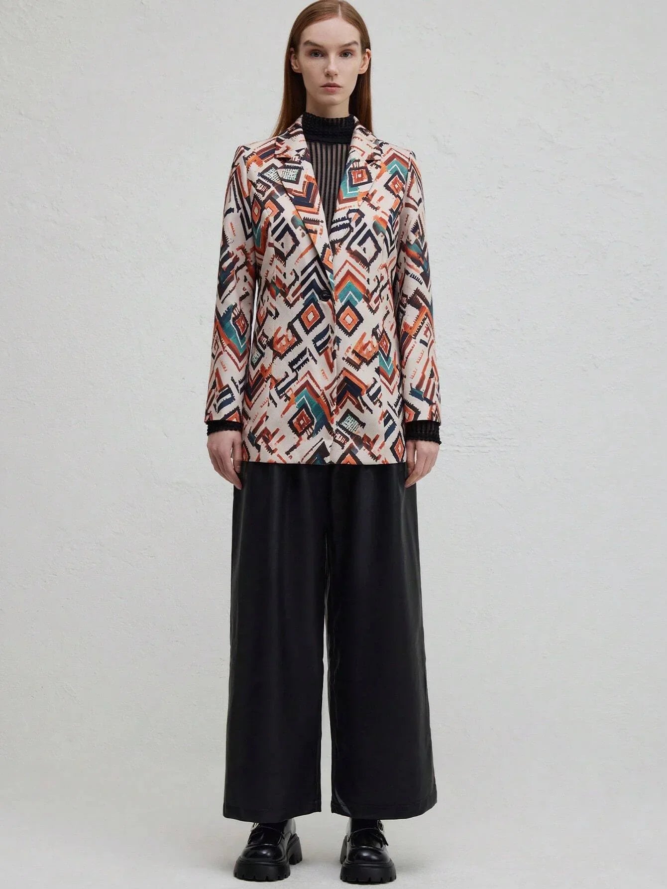 Damkostym Slim Fit Geometrisk Mönster Polyester-2