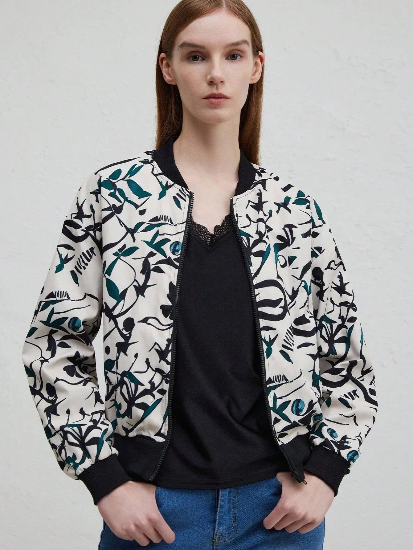 Herr Baseballjacka Bomberstil Polyester med Dragkedja-2