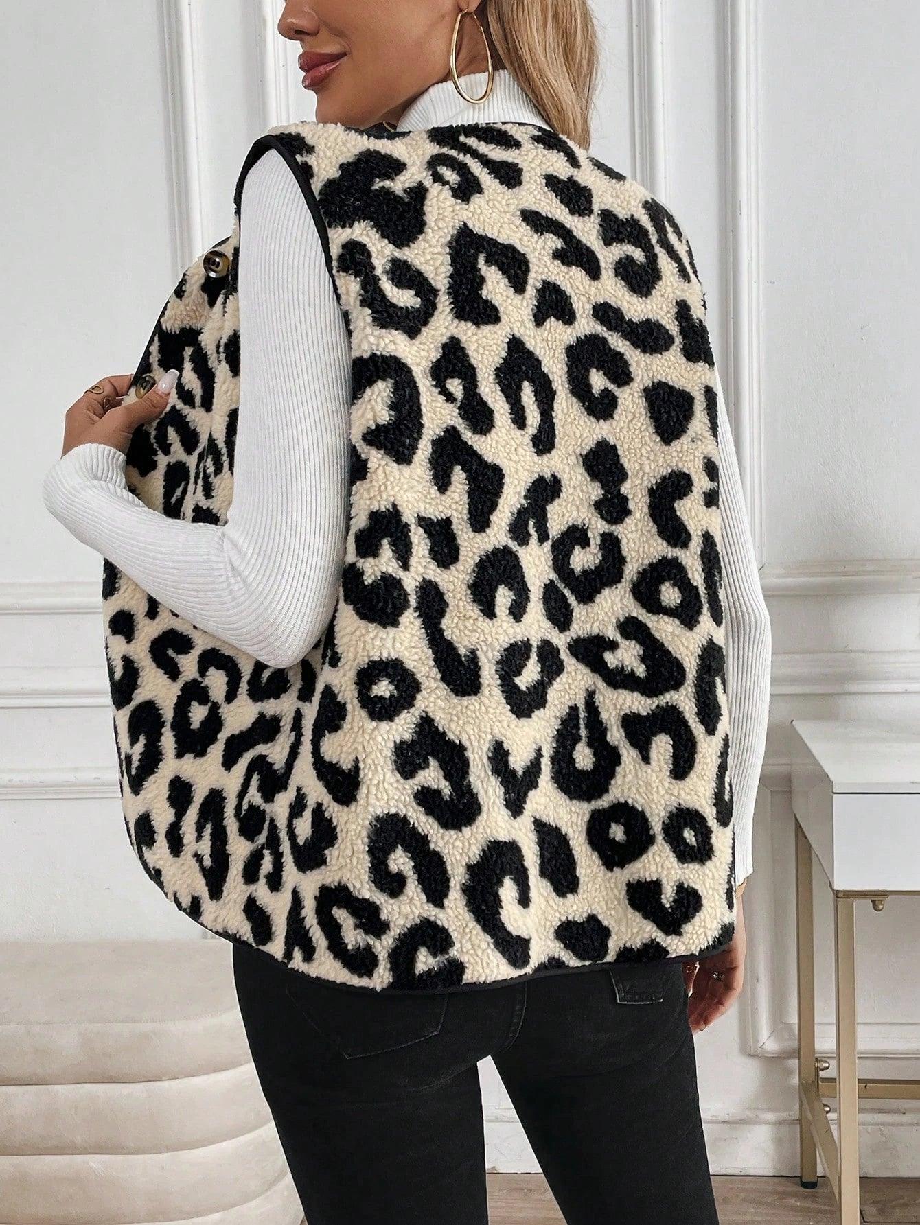 Dam Ärmlös Väst i Faux Päls Modern Stil-2