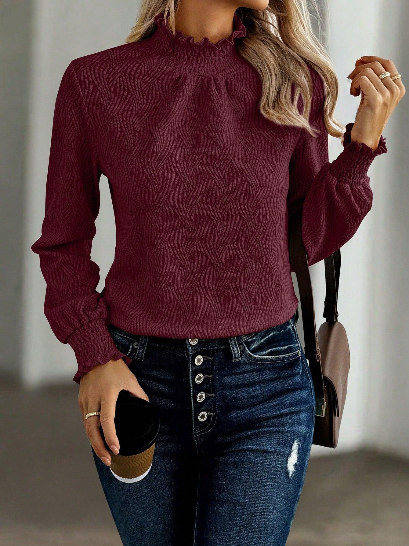 Variant image for Kvinnors Broderad Blus med Puffärmar 100% Bomull-5