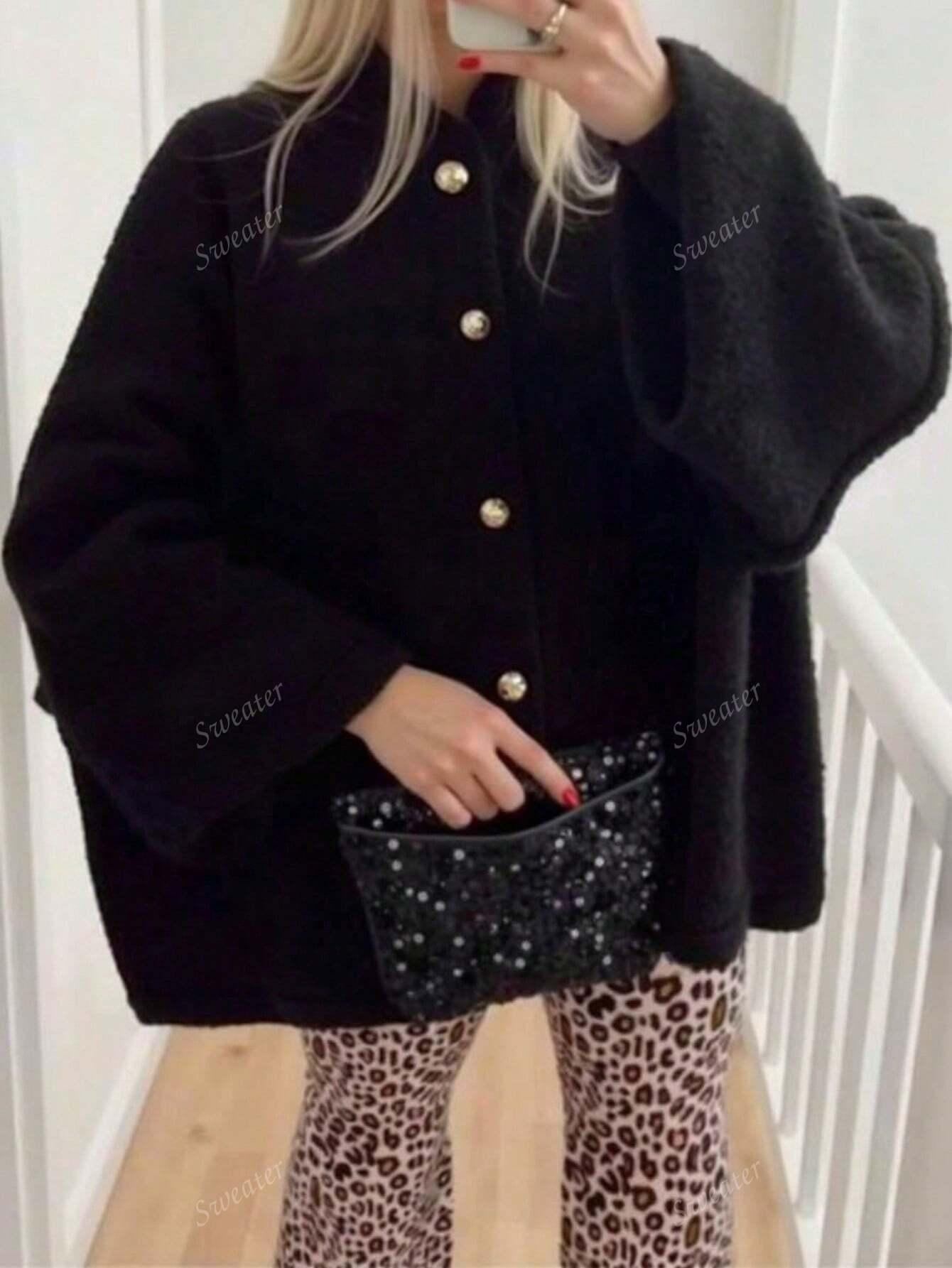 Variant image for Lång Kofta Dam Avslappnad Stickad Design Mjuk Material-5