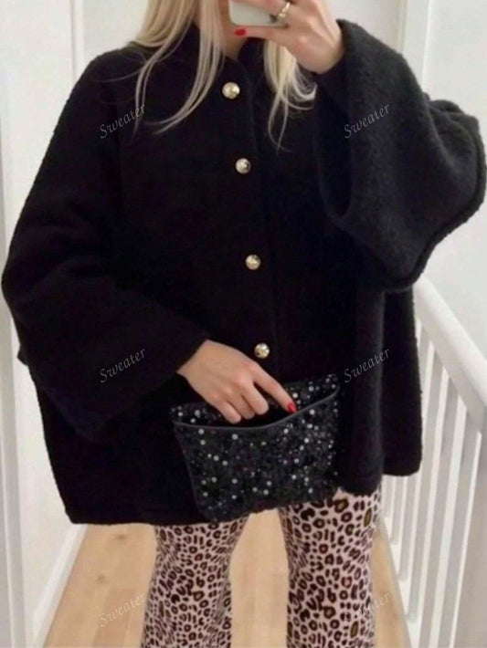 LÄng Kofta Dam Avslappnad Stickad Design Mjuk Material-1