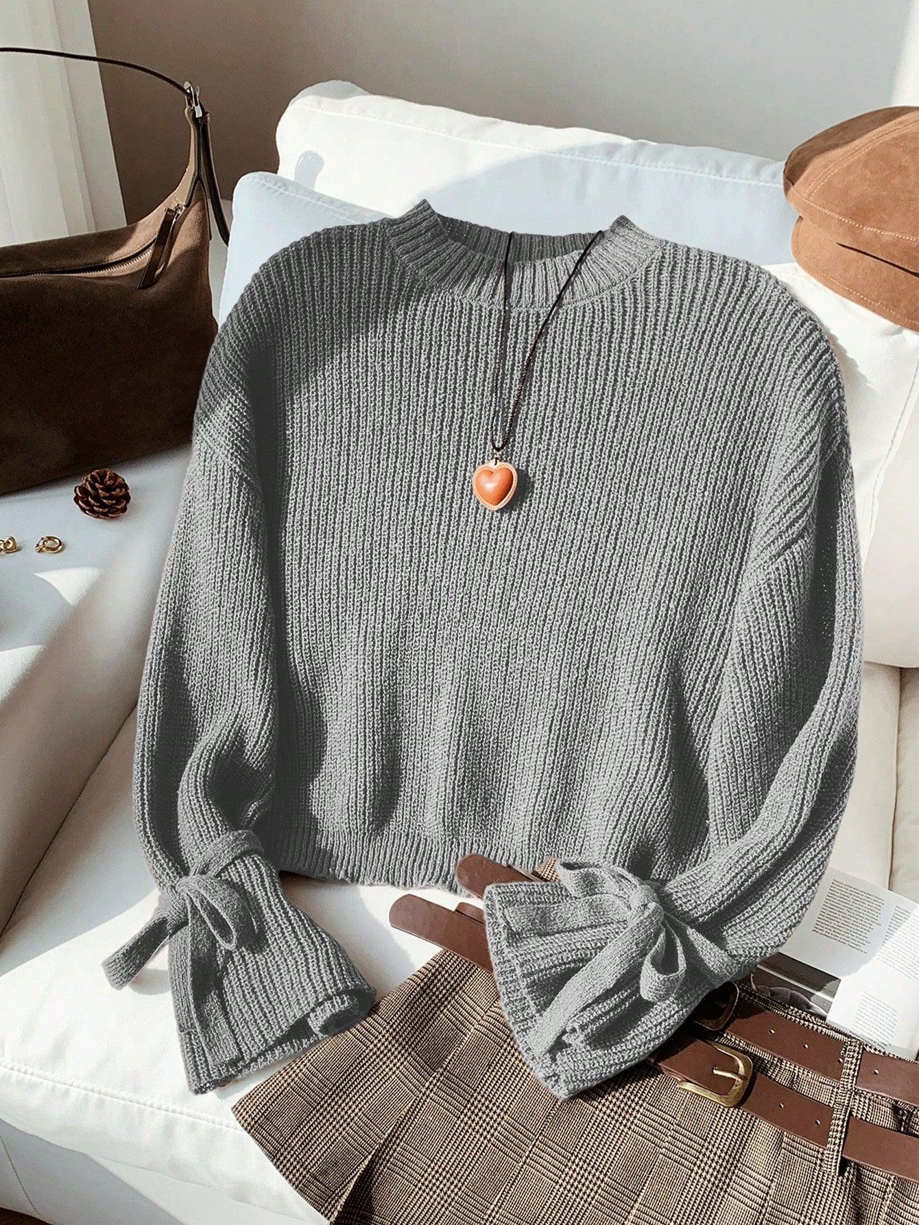 Stickad Dam Tröja Avslappnad Design Mjuk Blandning-6