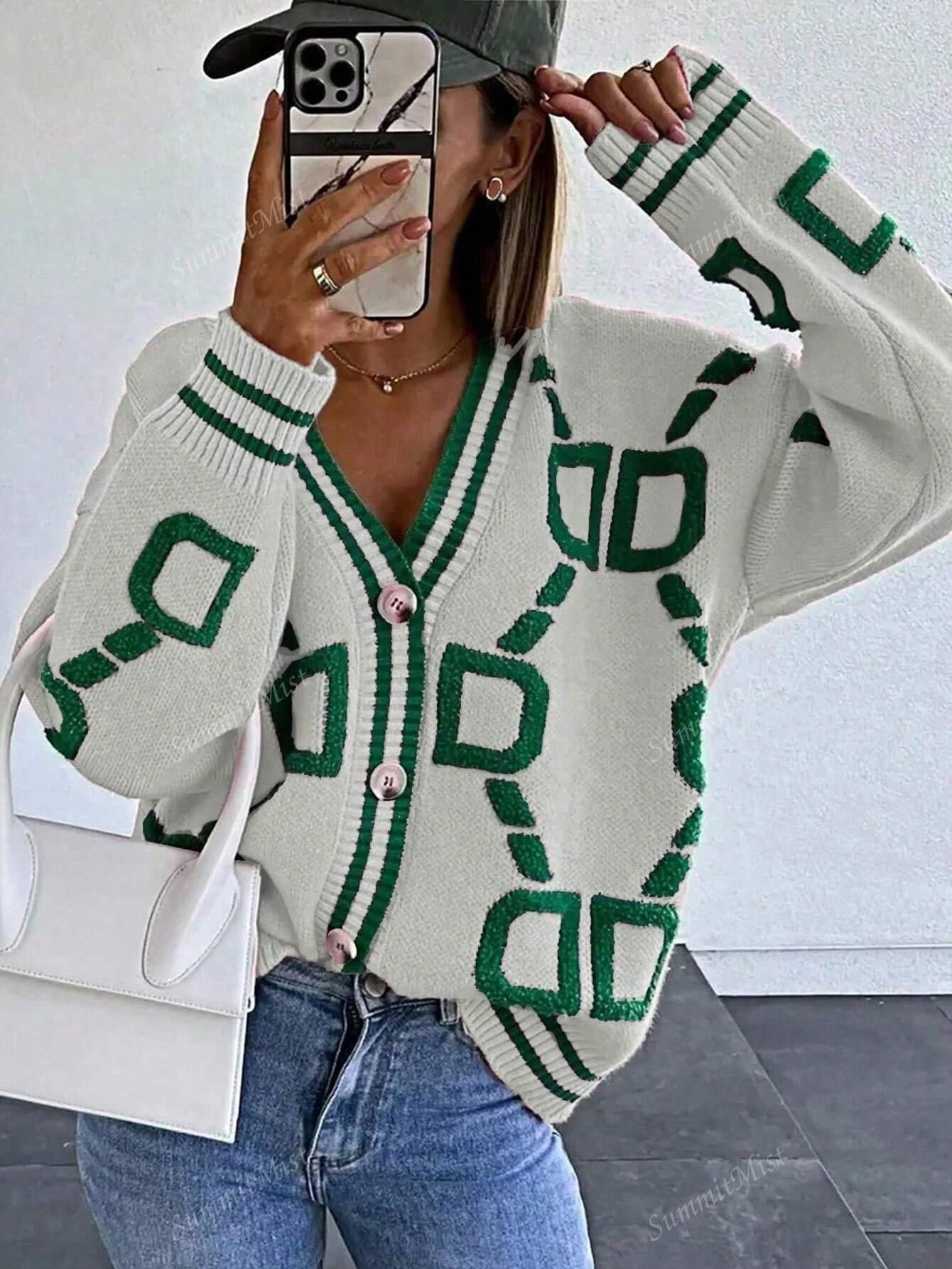 Kvinnors Lång Kofta Grafiskt Tryck Avslappnad Design 100% Polyester-5