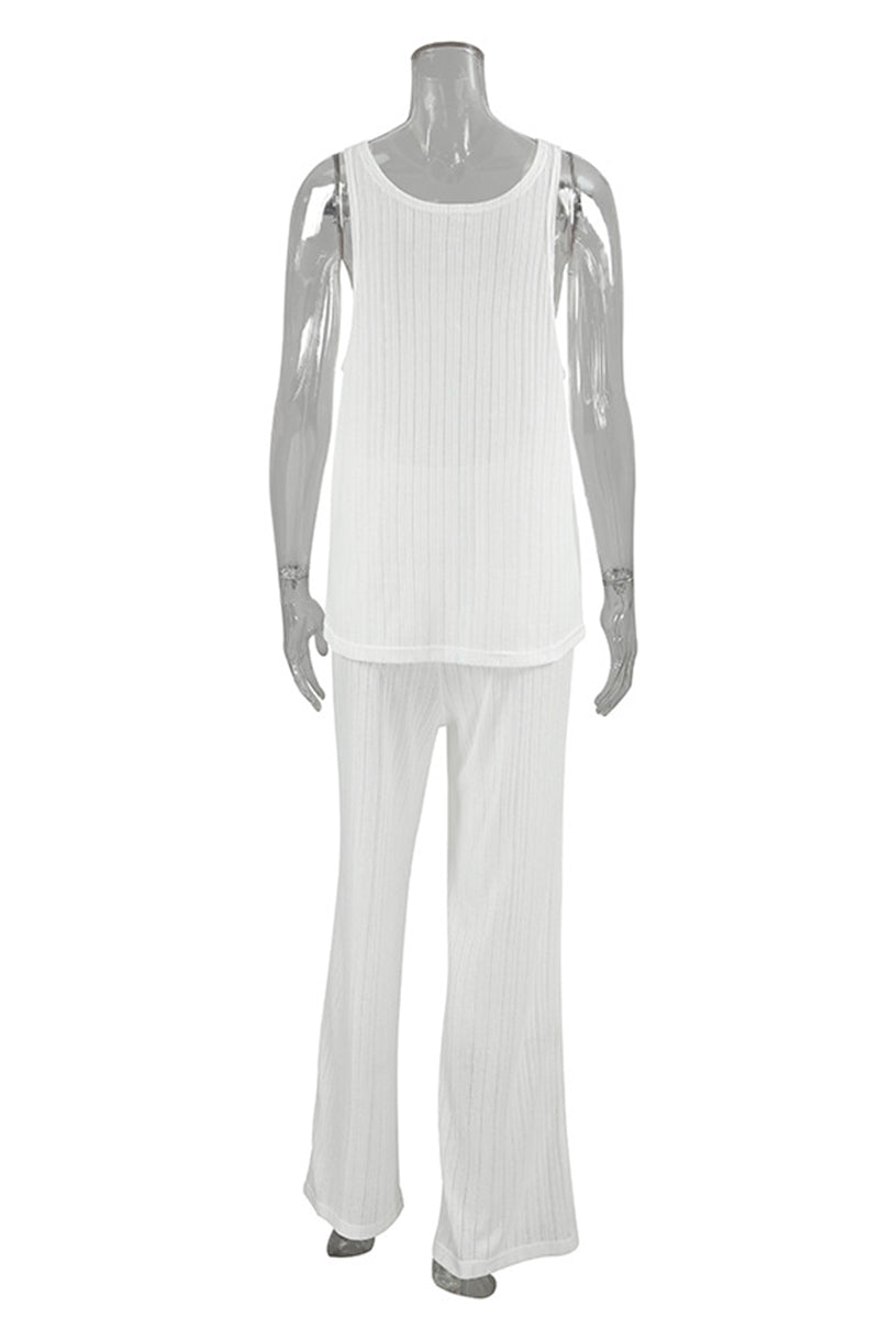 Tvådelat Set Dam Ärmlöst Cirkulär Halsringning Polyester-6