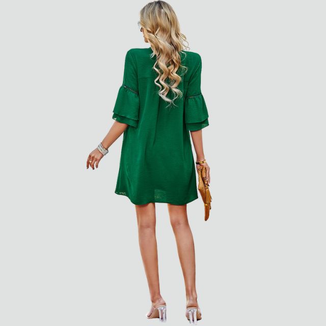 Dam Tunikklänning Ruffles Lätt Tyg-6