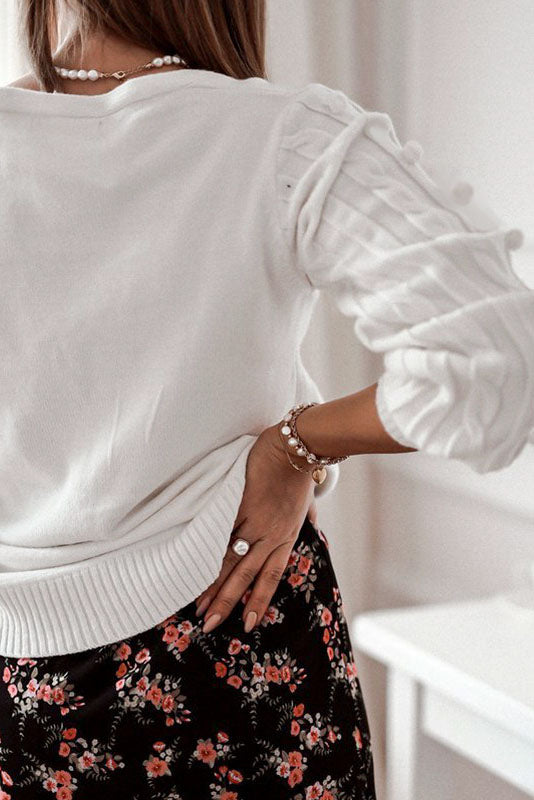 Dam Tröja Långärmad med Pom-Pom Detaljer Akryl Nylon-5