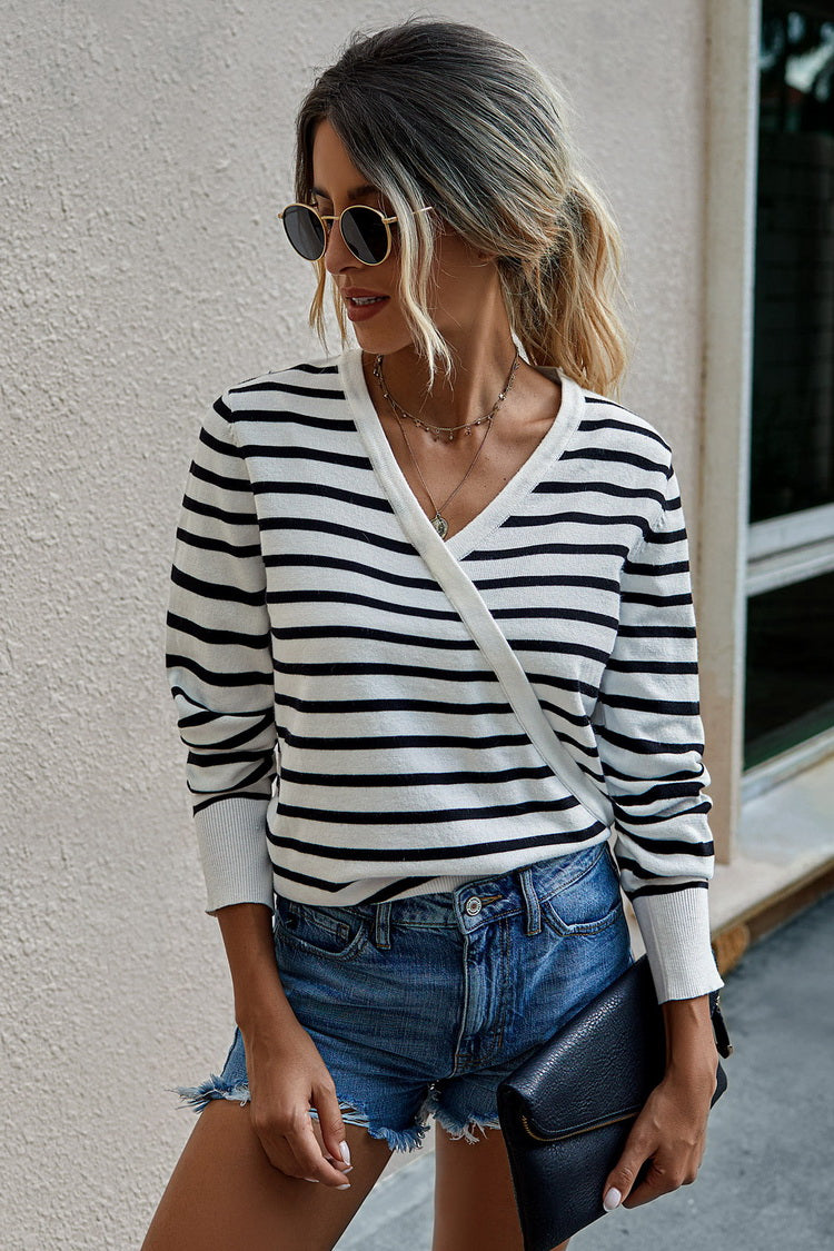 V-ringad Stickad Dam Tröja i Mjuk Nylon – Perfekt för Vardag och Fest 3