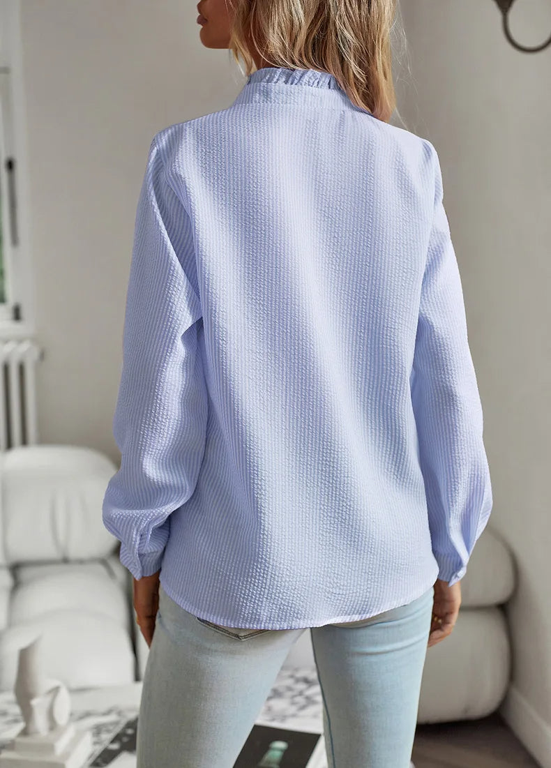 Vit Blus Dam Modern Design Andningsbart Material-3