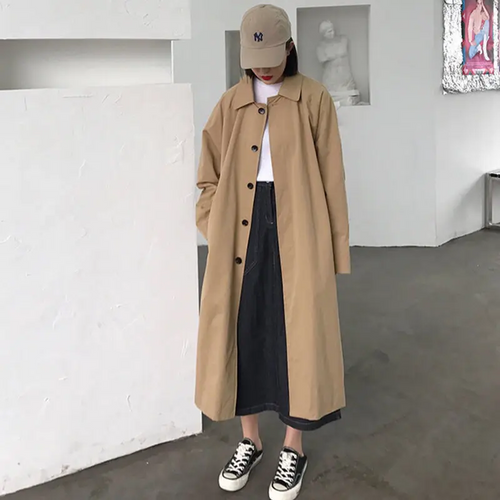 Damjacka Överdimensionerad Trenchcoat Högkvalitativ Polyester-1