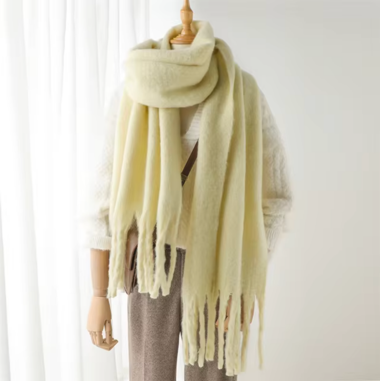 Vinterhalsduk för Kvinnor i Kashmirliknande Material med Långa Fransar – Elegant och Mångsidig Pashmina-design 23