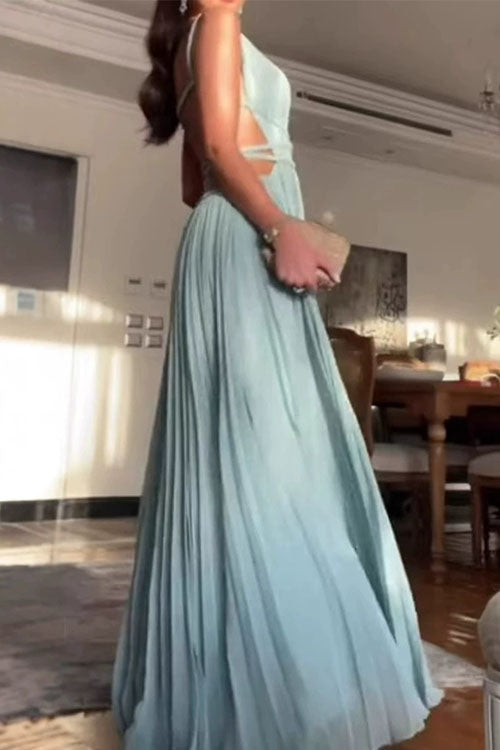 Dam Maxiklänning Utskuren Öppen Rygg i Bomull och Polyester-3