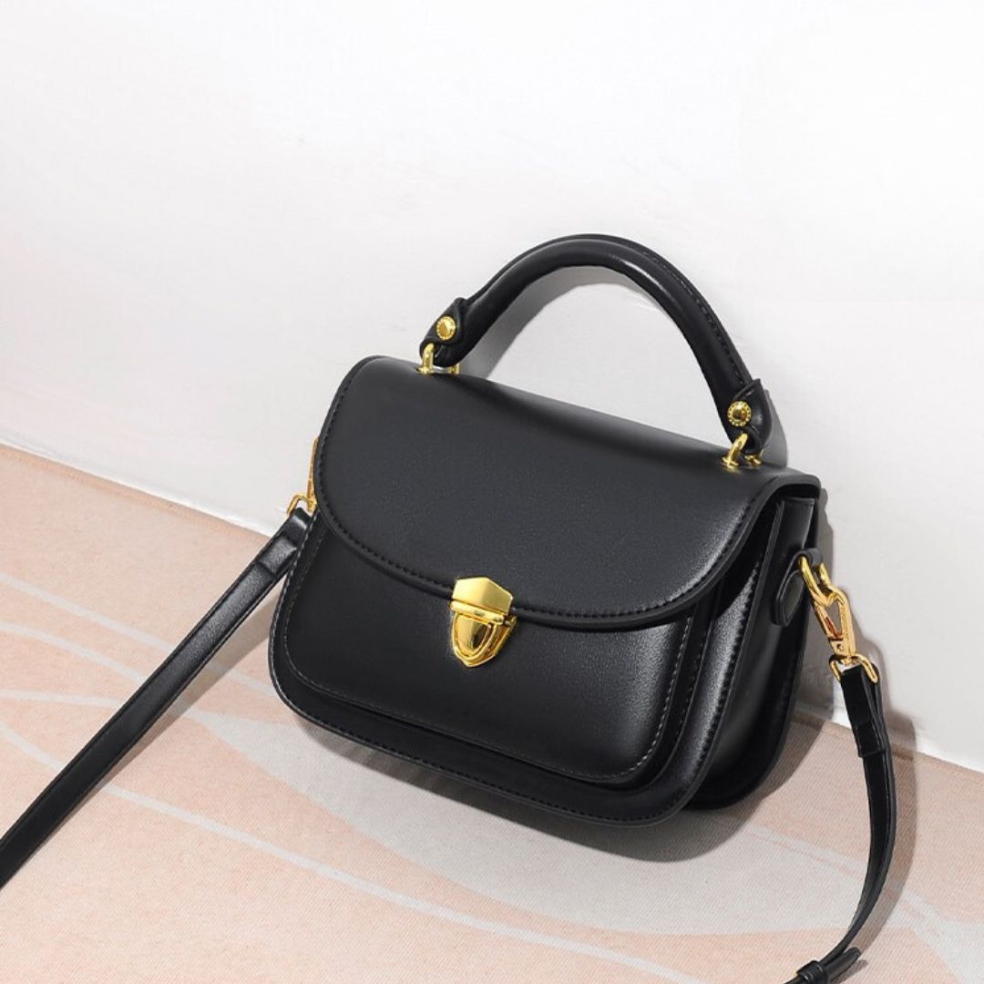 Vegane Damen Crossbody Tasche aus Leder mit Justierbarer Bärrem – Schwarz, Kompakt und Praktisch für Smartphones und Kosmetik 6