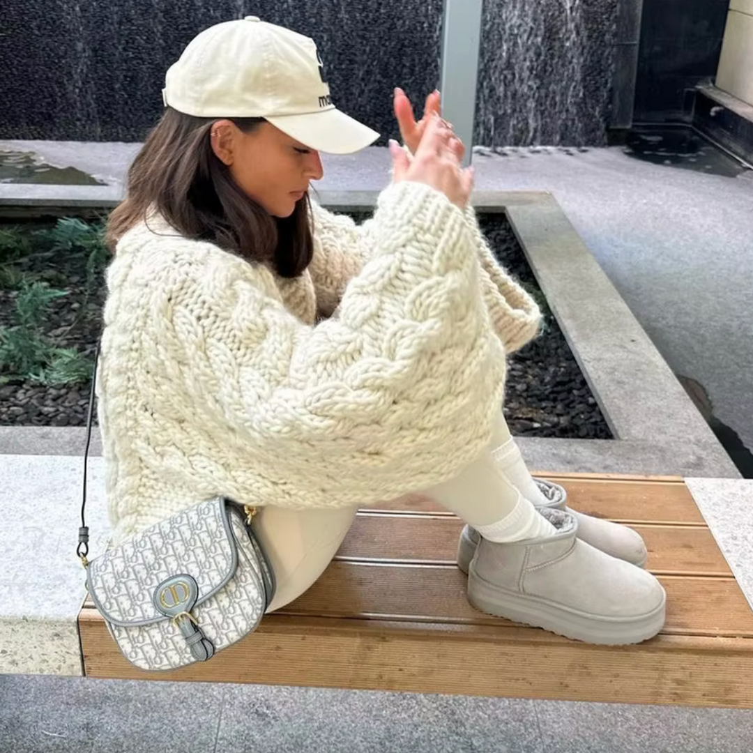 Kvinnors Överdimensionerad Tröja Grov Stickning Polyester Bomull-5