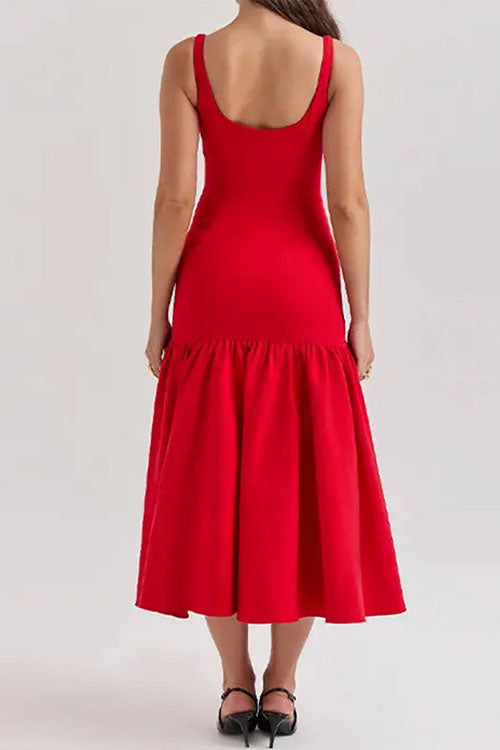 Fina Dam Klänningar Bodycon Midi Klänning Ärmlös U-ringning Bomull Polyester-6