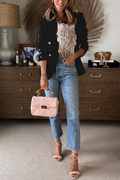 Variant image for Dam Blazer Dubbelknappad Öppen Framsida i Bomull och Polyester-9