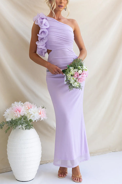 Maxiklänning Dam Utskriven med Volang Bomull och Polyester-6