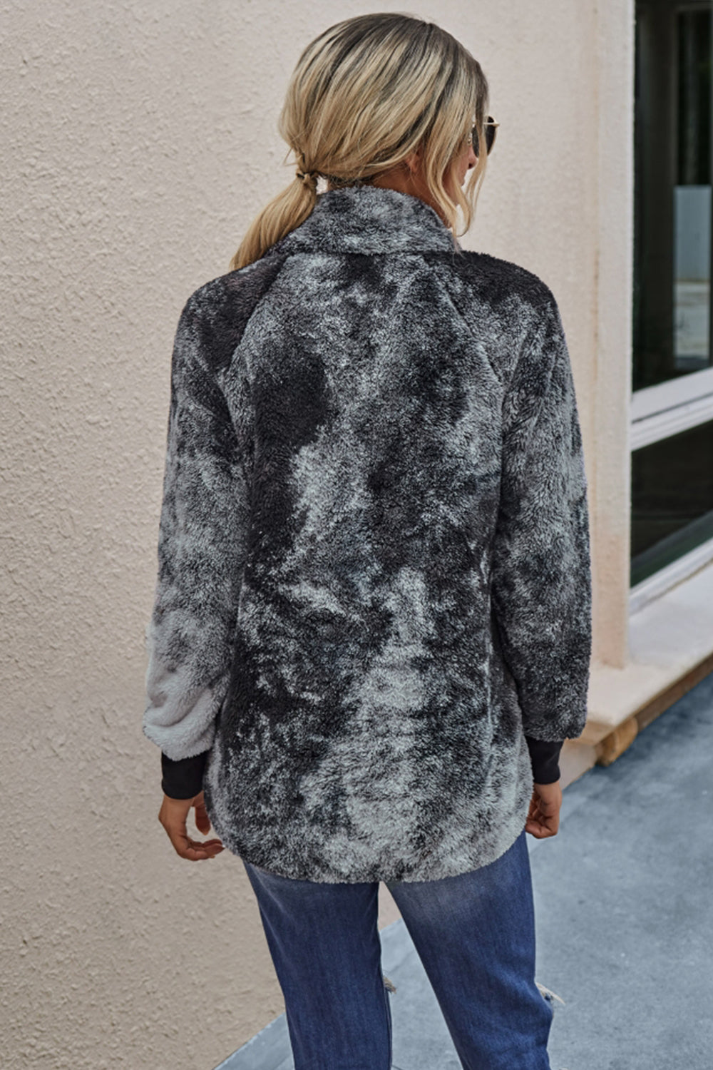 Dam Lång Hoodie Batik Polyester med Stående Krage och Långärmad Design-6