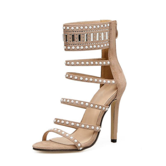 Dam Sandaler Ankelwrap Stiletto PU LÀder Hög Klack-1