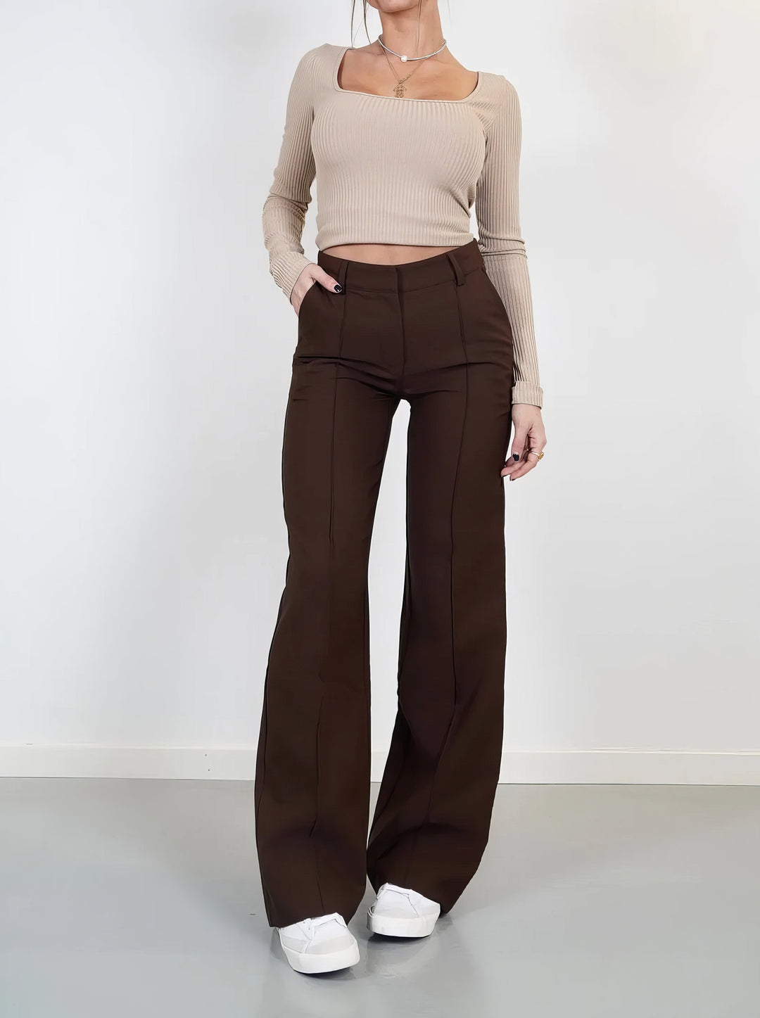 Variant image for Kvinnors Vardagsbyxor Elastisk Polyester-10