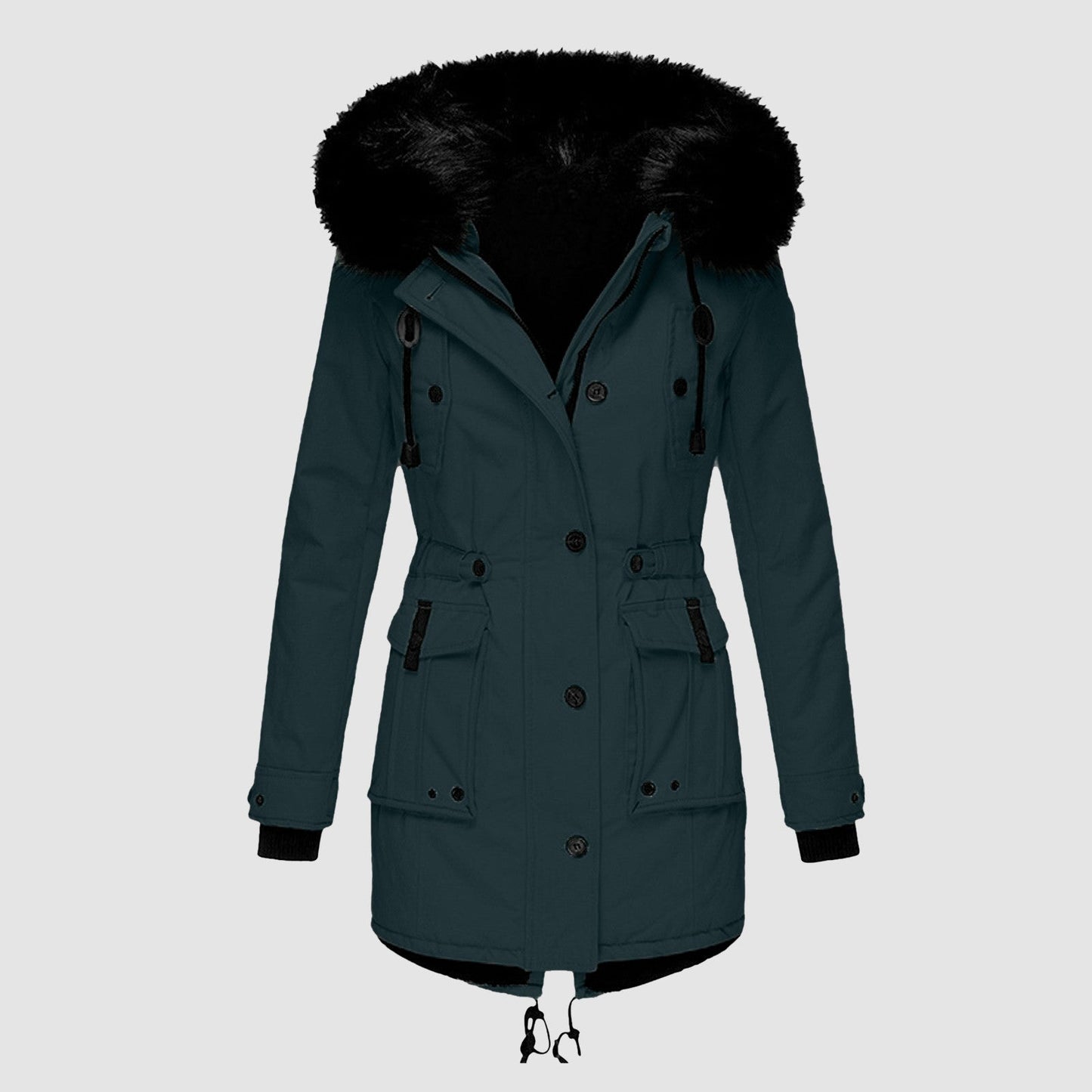 Dam Kappa Vinter Plysch med Ullkrage Fodrad Fleece 6