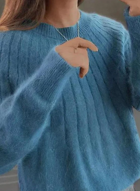 Dam Stickad Tröja Fluffig Kashmir för Vardag och Fest-1