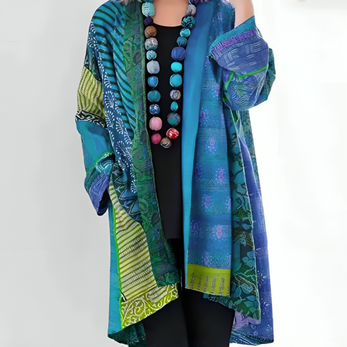 Kofta Dam Elegant Mjuk Material Lång Cardigan-1