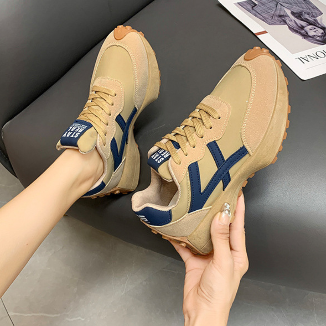 Kvinnors Retro Sneakers Mocka Detaljer Vadderad Sula-4