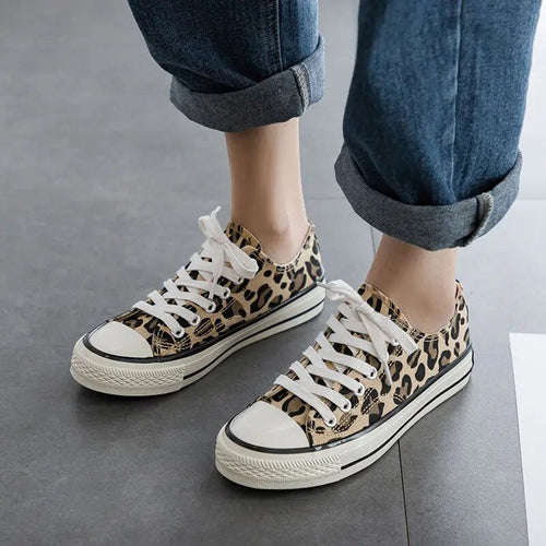 Dam Sneakers Leopardmönster Trendig Design Vadderad Innersula Högkvalitativa Material-1