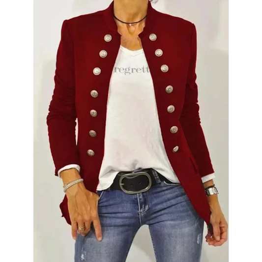 Kvinna Blazer Klassisk LÄngÀrmad Högkvalitativt Tyg-1