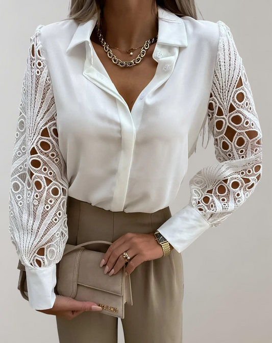 Dam Blus Vintage Stil Andningsbar LĂ€tt Tyg 1